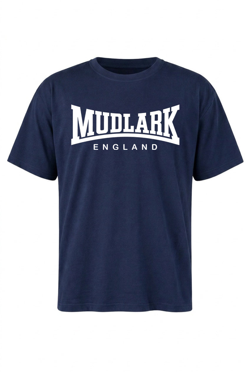 Mudlarking T-shirt: White "Mudlark ENGLAND" logo