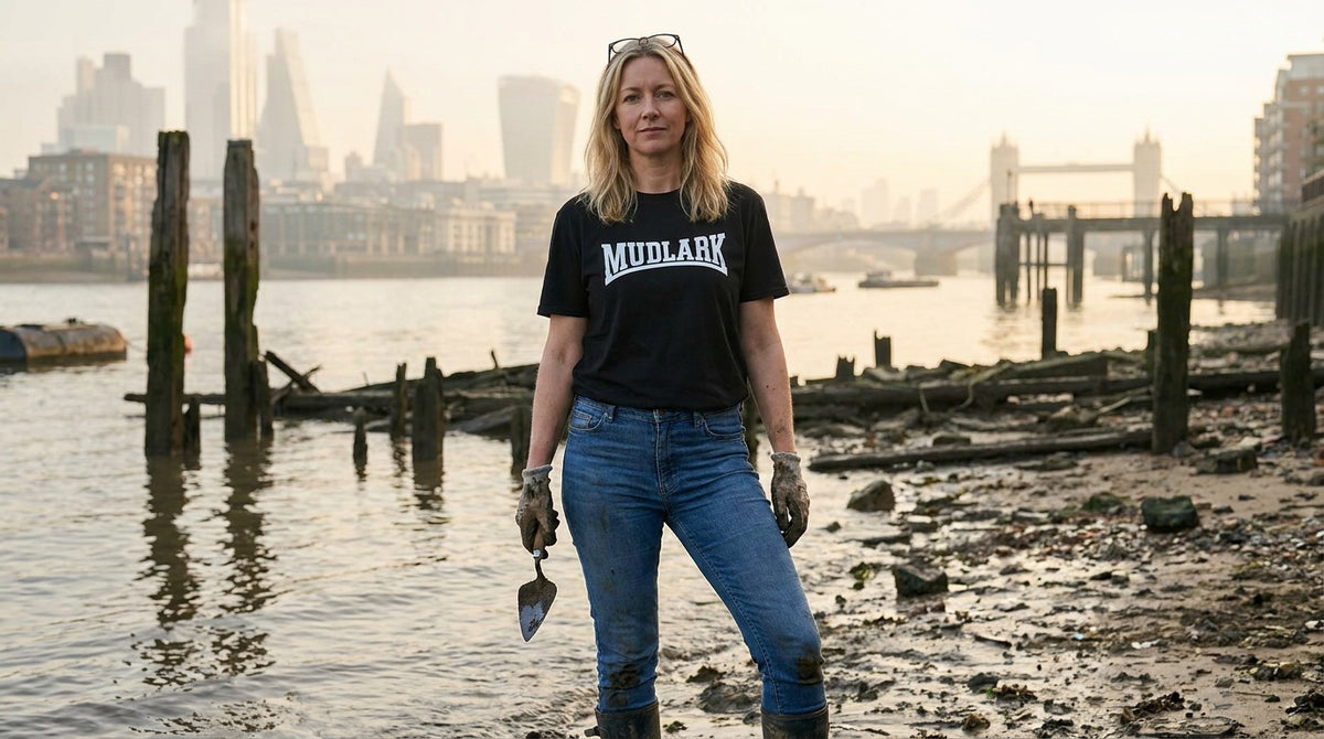 Mudlarking T-shirt: White "Mudlark" logo